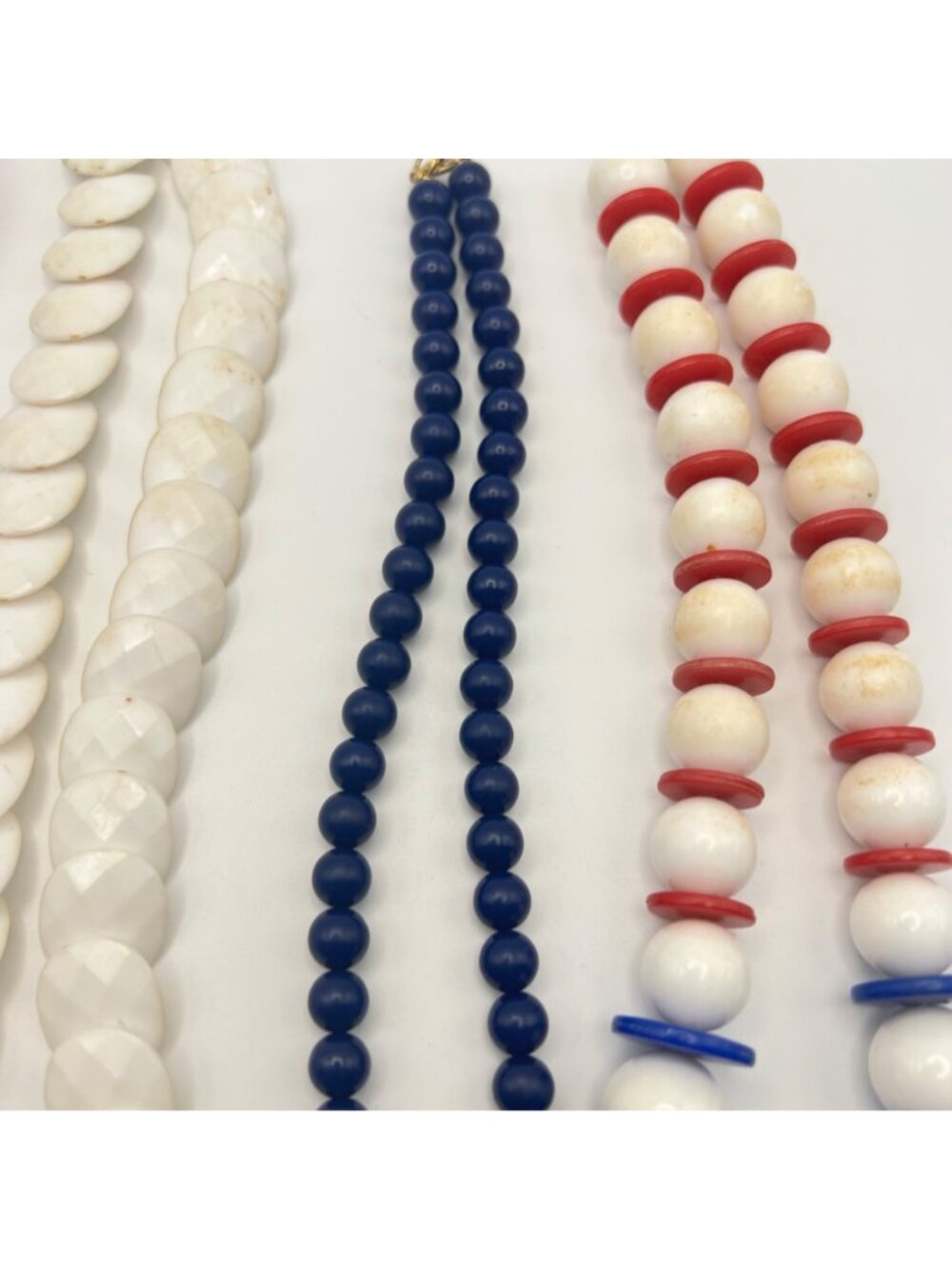 Vintage Patriotic Red White & Blue Jewelry Lot Necklaces Earrings Bracelets Pin - Picture 6 of 11
